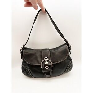 Coach D0778-F10192 Medium Vintage Soho Top Flap Y2K Black Leather Shoulder Bag
